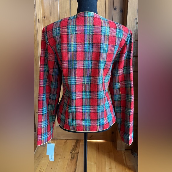 NWT Maggy London Silk Tartan Plaid Lined Jacket (14) - Picture 5 of 15